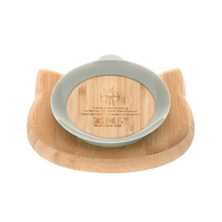 Lässig бамбуковая тарелка на присоске Котик
